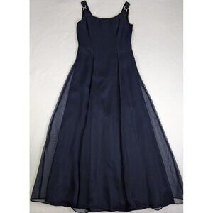 Jordan Women's Dress Vintage 90s Y2K Formal Gown Size 7/8 Blue Rhinestones